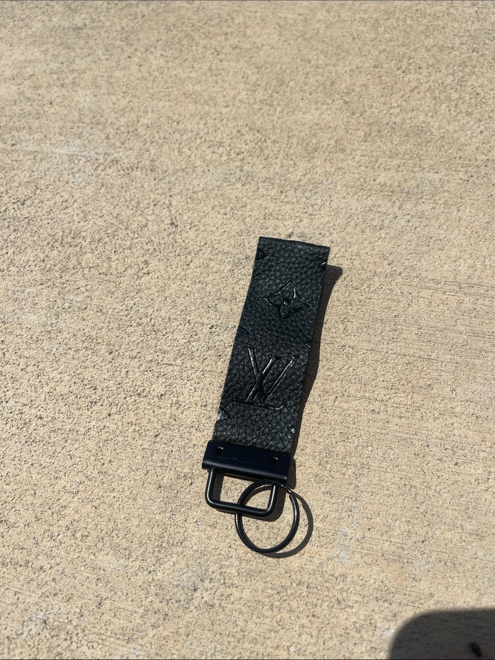 Black Embossed Leather Key Strap